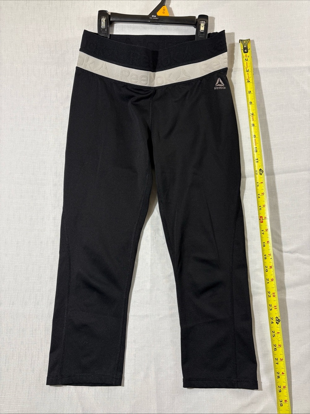 Reebok Black Capri Leggings with Gray Waistband